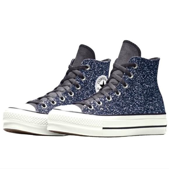 WOW💝CONVERSE CTAS Glitter Platform Hightops in Silver Glitter NEW - Picture 16 of 16